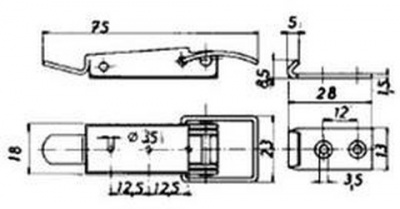 Hebelverschluss A-75mm, B-18mm A2 EDELSTAHL