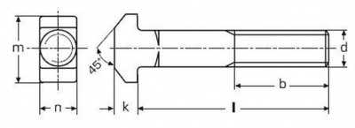 M8x45 A4 EDELSTAHL Hammerschrauben mit Vierkant DIN 186B