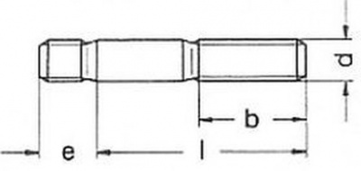 M10x25 A2 EDELSTAHL Stiftschrauben, Einschraubende = 1d DIN 938