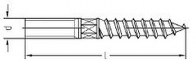 M6x80 A2 EDELSTAHL Stockschrauben mit holz und metrischem gewinde