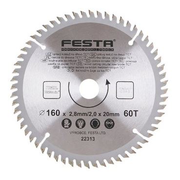 Sägeblatt 160/2,8/20mm 60 Zähne SK für Holz - Festa
