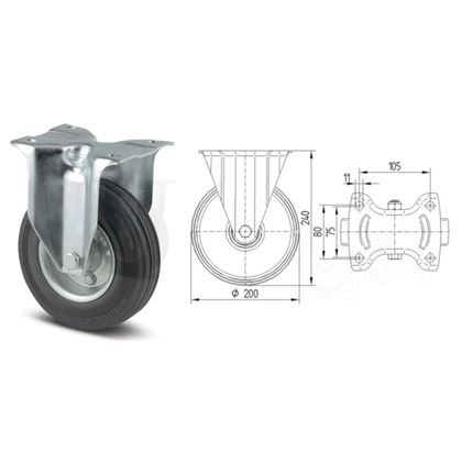Rad für leichte Transportgeräte 200mm fest, Platte 137x115