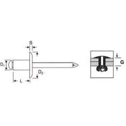 3.2x08 ST/ST Blindnieten mit Flachkopf DIN 7337 A