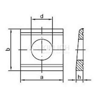 21x40x44x9.2 FEUERVERZINKT Schieben, vierkant, fur Doppel-T-Trager 14% DIN 6917