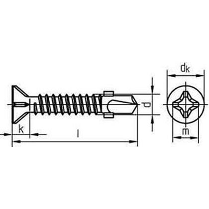 4.2x19 A4 EDELSTAHL Bohrschrauben mit Senkkopf ISO 15482 DIN 7504P