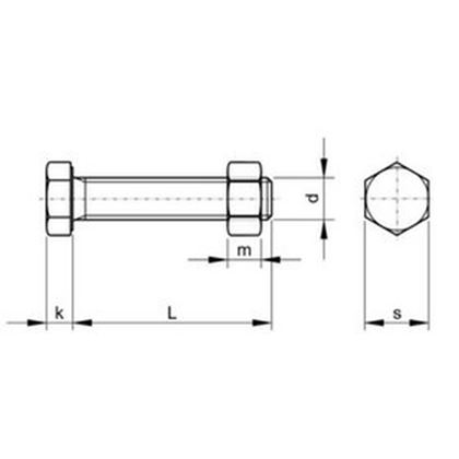 M24x110 VERZINKT 8.8 CE Sechskantschrauben fur Stahlkonstruktionen ISO 4017/ISO 15048 mit Mutter