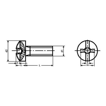 M5x50 VERZINKT Linsenschrauben mit Schlitz und Kreuzschlitz Phillips Form H BN 1435
