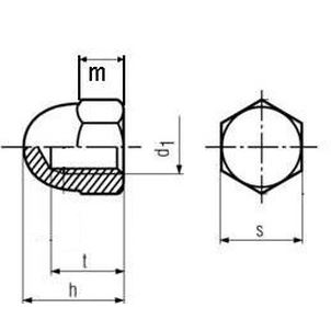 M5 polyamid 6.6 Sechskant-Hutmuttern, hohe Form DIN 1587