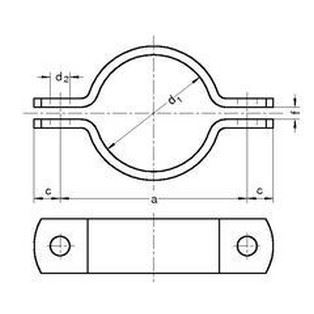95-103 A2 EDELSTAHL, Rohrschelle mit Gummi, Kopf M10, 2 Schrauben M6x25