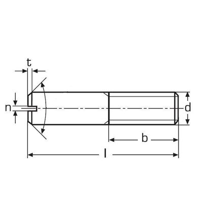 M5x10 BLANK 14H Schaftschrauben mit Schlitz und Kegelkuppe DIN 427