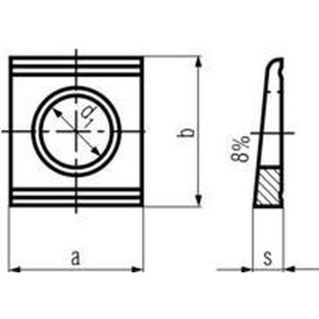 M24 d. 26x56x60x8.5 FEUERVERZINKT Schieben, vierkant, fur U-Trager DIN 434U
