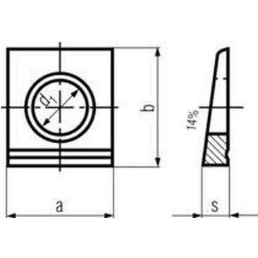 M16 d. 18x32x36x7.5 BLANK Scheiben, vierkant, für Doppel-T-Trager DIN 435I