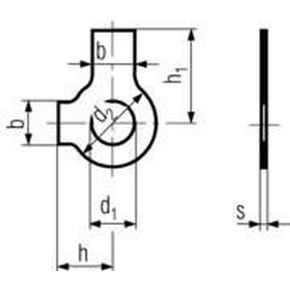 M10 d. 10.5x22x0.75 BLANK Scheiben mit zwei Lappen DIN 463