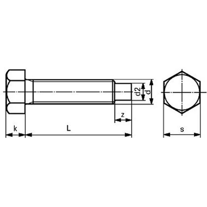 M22x80 BLANK 8.8 Sechskantschrauben mit Zapfen DIN 561B