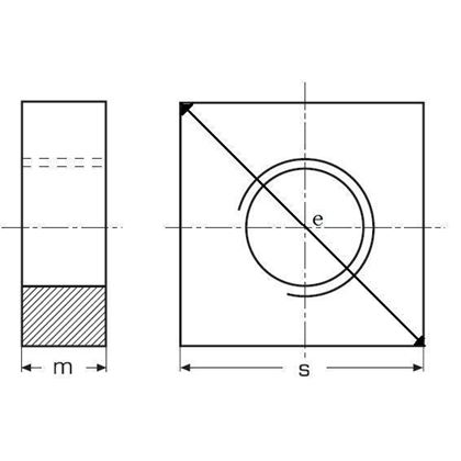 M10 VERZINKT Vierkantmuttern, niedrige Form 17x17 DIN 562