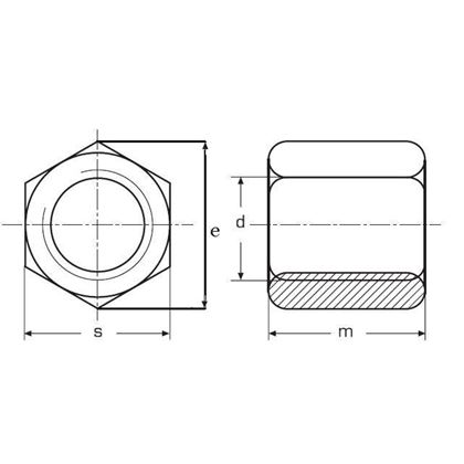 M20x60 BLANK /10/ Sechskantmuttern, 3 d hoch DIN 6334