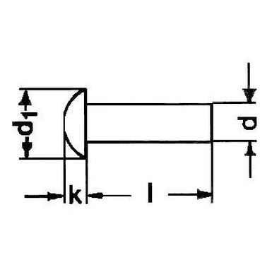 3x5 A2 EDELSTAHL Halbrundniete DIN 660