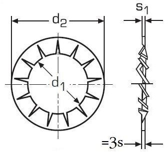 M4 d. 4.3x8x0.5 A2 EDELSTAHL Zahnscheiben, innengezahnt DIN 6798J