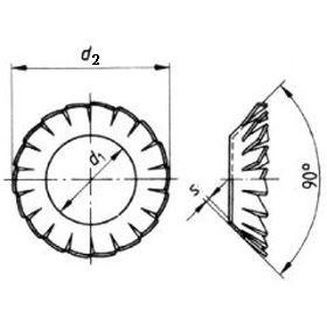 M6 d. 6.4x11x0.7 A4 EDELSTAHL Facherschieben, aussgezahnt DIN 6798A
