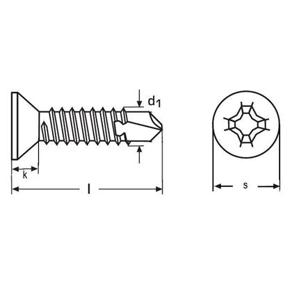 4.2x25 VERZINKT Bohrschrauben mit Senkkopf ISO 15482 DIN 7504P