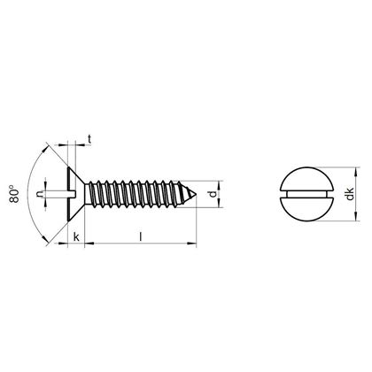3.5x19 VERZINKT Senk-Blechschrauben mit Schlitz DIN 7972