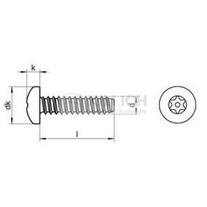 3.5x19 A2 EDELSTAHL Linsen-Blechschrauben mit TORX DIN 7981F