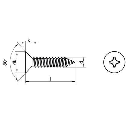 2.9x13 VERZINKT Senk-Blechschrauben mit Kreuzschlitz DIN 7982