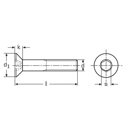 1/4"-20x1/2" A4 EDELSTAHL Sechskantschraube mit Innensechskant DIN 7991 - ISO 10642
