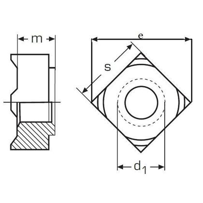 M10 BLANK Vierkant-Ansschweissmuttern DIN 928