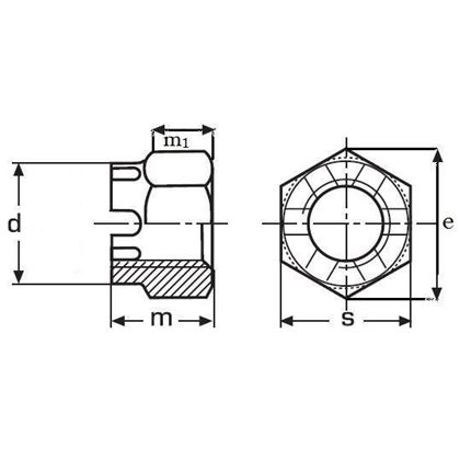 M24 BLANK /8/ Kronenmuttern DIN 935