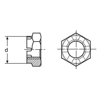 M30x1.5 VERZINKT 14H Kronenmuttern, niedrige Form DIN 937