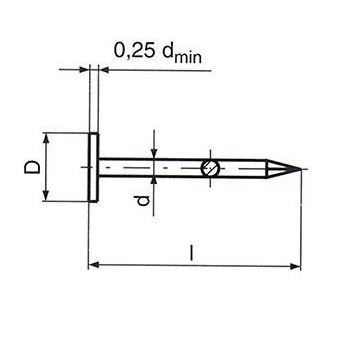 32x2.8 VERZINKT Dachpappstifte, grosse Kopf 2813.15
