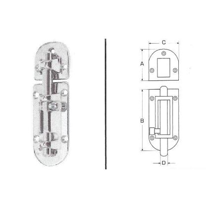 Bolzenriegel, Feing., pol. 112x38mm A2 EDELSTAHL