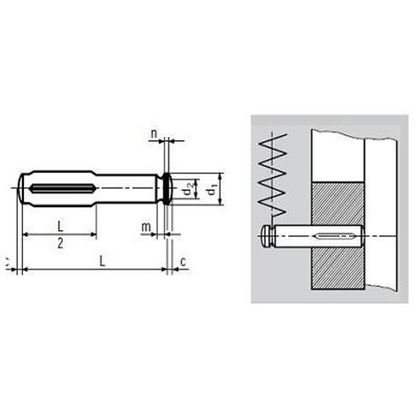 6x20 Kerbstifte, gerillt uber die halbe Langemit Knebel DIN 1469C