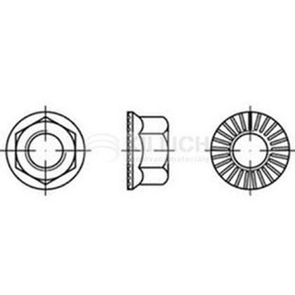 M10 VERZINKT cl.10 Sechskantmuttern mit gerriptem Flansch RIPP