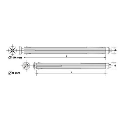8x72 Metal-Türrenrahmendübel mit Flachkopf K