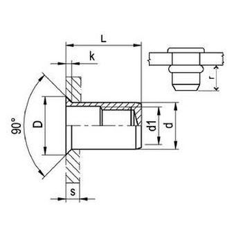 Blindnietmutter GESCHLOSSEN M6x21.5 VERZINKT Senkkopf, Rundschaft gerandelt (s= 0.5-3.0 mm)