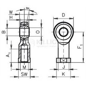 M10 VERZINKT gelenkköpfe mit kugellagerung Innengewinde recht DIN 12240-4 K