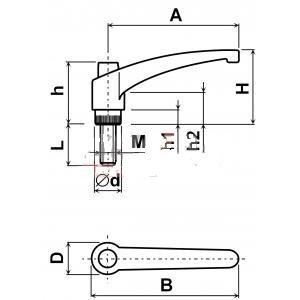 M8x20 Spannhebel schwartz plastic