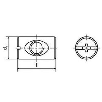 M10x16x25 VERZINKT Quergewindebolzen mit Schlitz, für hohe Belastbarkeit z.B. von Zargen- und Eckverbindungen, auch in Spanplatten