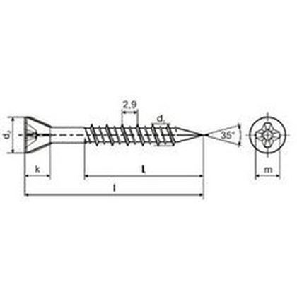 3.9x45 BLANK Zementspannplatten-Senkschrauben CETRIS mit PHILLIPS-Schlitz und Schneiden, Doppelganggewinde HI-LOW und mit gehärteter Spitze