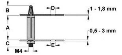 Stehbolzen 25.4x9x6.4
