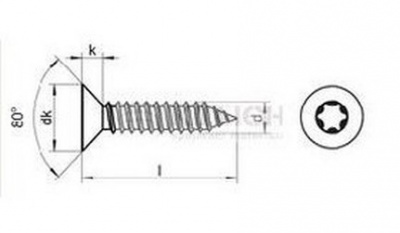 3.9x32 VERZINKT Senk-Blechschrauben mit TORX DIN 7982 TX ISO 14586