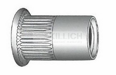 Blindnietmutter OFFEN M8x17 A2 EDELSTAHL Falchkopf garandelt, Rundschaft (s= 0.8-2.0 mm)