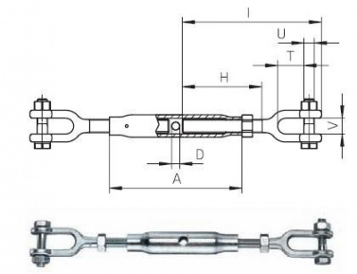 M16 VERZINKT S235JR Spannschlösser mit zwei Gabeln DIN 1478