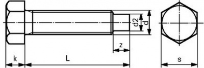 M6x30 BLANK 8.8 Sechskantschrauben mit Zapfen DIN 561B