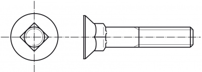 M10x60 BLANK 8.8 Senkschrauben mit niedrigem Vierkantansatz DIN 608