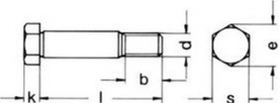 M8x25 BLANK 8.8 Sechskanten-Passschrauben mit kurzem Gewidezapfen DIN 610