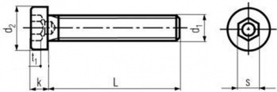 M5x8 A2 EDELSTAHL Zylinderschrauben mit Innensechskant und Zapfenfuhrung DIN 6912