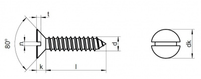 2.9x9.5 VERZINKT Senk-Blechschrauben mit Schlitz DIN 7972C